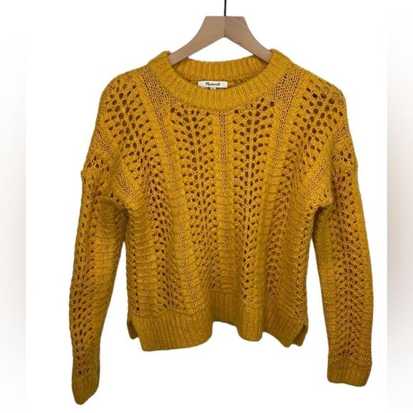 Madewell Windemere Pointelle Pullover Sweater Gold size XS - Picture 1 of 13